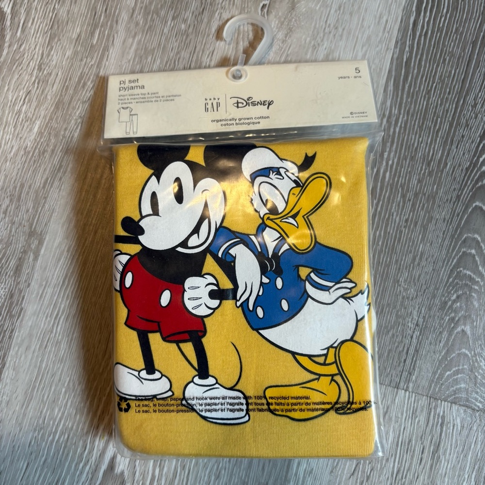 Disney Gap Mickey and Donald Yellow Pajama Set | Brand New